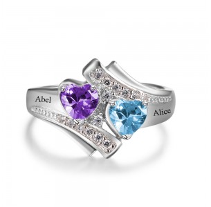 Birthstone ring, Sterling Silver Personalized Engravable Ring JEWJORI102500